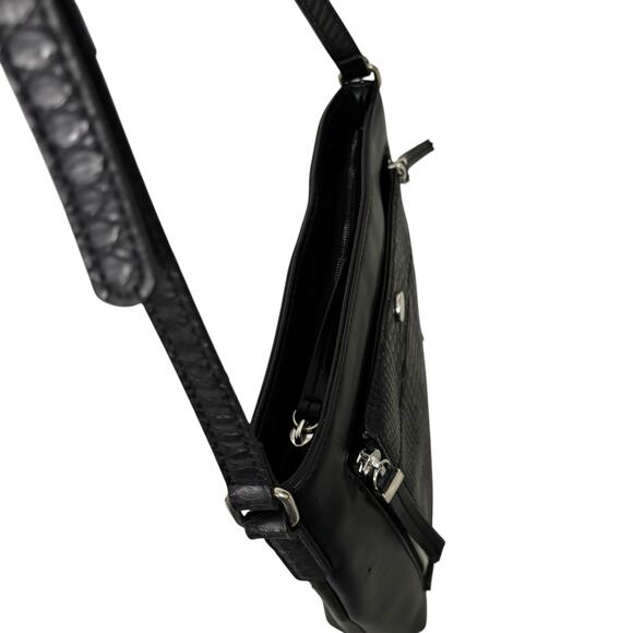 Nine West Women's Neala Crossbody Handbag Black Leather Snakeskin Medium Purse - Picture 7 of 15